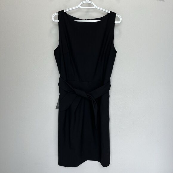 Ann Taylor | LBD Black Virgin Wool Sleeveless Knee Length Dress Belted Size 120 - Picture 2 of 8